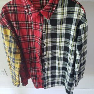 Multi Color Plaid Flannel Shirt  Size M